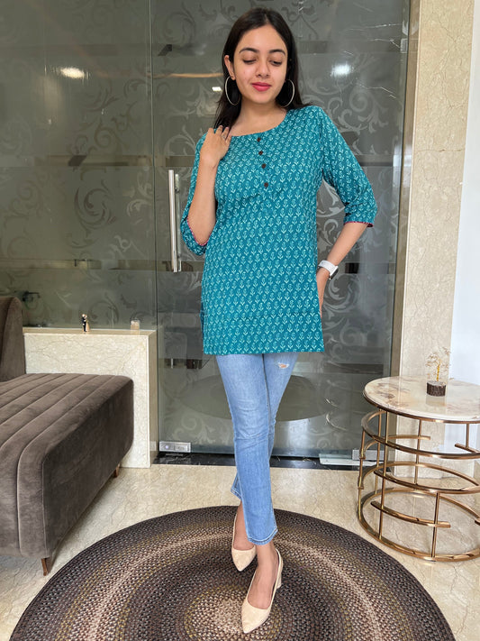 Teal blue Kurti